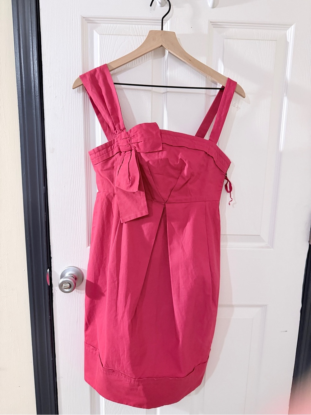 Fuchsia Bow-Accent Sleeveless Dress